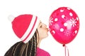 Pink girl. Pink balloon.