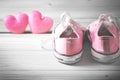 Pink girl sneakers with pink hearts