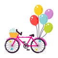 Pink girlish gift bicycle vector illustration. Royalty Free Stock Photo