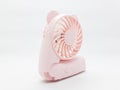 Pink Girly Cure Beautiful Mini Portable Electric Fan Design in White Isolated Background 05 Royalty Free Stock Photo