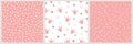 Pink girly seamless pattern Crowns Hand drawn dotted seamless irregular background Textile design for girls vector