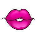 Pink glamorous lipstick lips cartoon