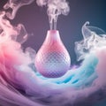 Pink Glass Diffuser with Pastel Smoke Vapor aroma diffuser Royalty Free Stock Photo