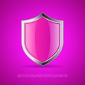 Pink glass shield icon Royalty Free Stock Photo