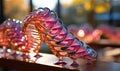 Pink Glass Shoes on Table Royalty Free Stock Photo