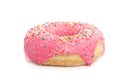 A pink glazed donut with speckles Royalty Free Stock Photo