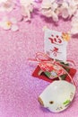 Pink glitter background with sakura cherry blossoms for japanese