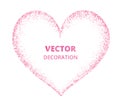 Pink glitter heart frame, border. Vector dust isolated on white