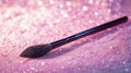 Sparkling Makeup Brush on Pink Glitter Background Royalty Free Stock Photo