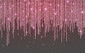 Pink glitter sparkle on a transparent background. Rose Gold Vibrant background with twinkle lights. Vector illustration Royalty Free Stock Photo