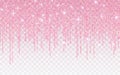 Pink glitter sparkle on a transparent background. Rose Gold Vibrant background with twinkle lights. Vector illustration Royalty Free Stock Photo