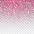 Pink glitter sparkle on a transparent background. Vibrant background with twinkle lights. Vector illustration Royalty Free Stock Photo