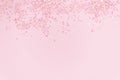 Pink glitter stars confetti frame with copy space on a pink background Royalty Free Stock Photo