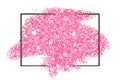 Pink glitter texture border isolated over white background