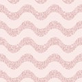 Pink glitter vector seamless pattern with wavy lines, stripes. Festive Christmas background. Royalty Free Stock Photo