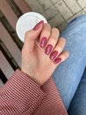 pink gloss nails ballet with coffee