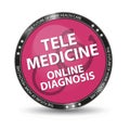Pink Glossy Button Telemedicine Online Diagnosis - Vector Illustration - Isolated On White Background