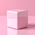 Pink Glossy Cube on Reflecting Surface Royalty Free Stock Photo
