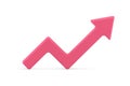 Pink glossy dynamic arrow positive financial trend upward pointer realistic 3d icon vector Royalty Free Stock Photo