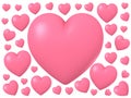 Pink glossy shiny heart shape isolated on white background, 3D illustration