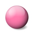 Pink glossy sphere, ball or orb. 3D vector object with dropped shadow on white background Royalty Free Stock Photo