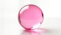 Pink glossy sphere floats on plain white background. Smooth reflective surface light. Orb shows abstract design, gentle colors. Royalty Free Stock Photo