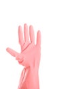 A pink glove isolated on white