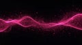 Pink glowing particle wave flowing on dark background with dynamic abstract motion and shimmering light effect. Royalty Free Stock Photo