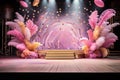 Pink and Gold Carnival Extravaganza: Feathers, Glitter, Posh Party Stage