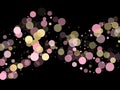 Pink gold confetti circle decoration for Christmas card background. Bokeh lights effect vector. Royalty Free Stock Photo
