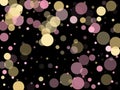 Pink gold confetti circle decoration for party poster background. Royalty Free Stock Photo