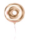 Pink Gold Foil O-letter Balloon, metallic donut. Image birthday celebration, social party and any holiday events