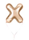 Pink Gold Foil X-letter Balloon, metallic cross. Image birthday celebration, social party and any holiday events