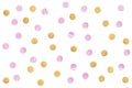 Pink gold glitter confetti paper cut on white background Royalty Free Stock Photo