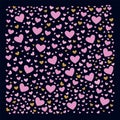 Pink and Gold hearts Background. Cartoon pattern in the circle of hearts. Picture background textures for your favorites