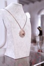 Pink gold pearl on diamond necklace Royalty Free Stock Photo