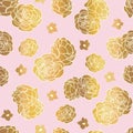 Pink gold rose garden seamless vector repeat pattern