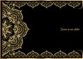 Pink Gold vintage greeting card on black background. Luxury ornament template. Great for invitation, flyer, menu, brochure Royalty Free Stock Photo