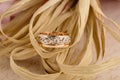 Pink gold and white gold ring with floral pattern