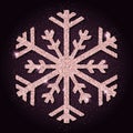 Pink golden glitter mesmeric snowflake. Royalty Free Stock Photo