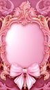 Pink and golden princess mirror with cute ornamental frame