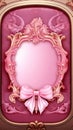 Pink and golden princess mirror with cute ornamental frame