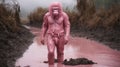 Pink Gorilla In The Mud: A Surreal Artistic Interpretation