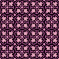 Pink gradient on black ornate flower and circle tile art deco seamless repeat pattern background Royalty Free Stock Photo