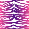 Pink gradient tiger pattern seamless pattern. Vector abstract wild animal skin texture, white stripes on neon background Royalty Free Stock Photo