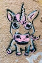 A pink graffiti unicorn Royalty Free Stock Photo