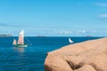 Pink granite cliffs in Saint-Guirec (France) Royalty Free Stock Photo