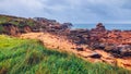 The pink granite coast view, granit rocks in Tregastel (Perros-Guirec), Brittany (Bretagne), France Royalty Free Stock Photo