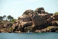Pink Granite rock formations near Perros Guirec in Brittany