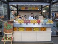 Pink Grapefruit Cold Pressed Juice Stall and Greengrocer at Spitalfields Market, London